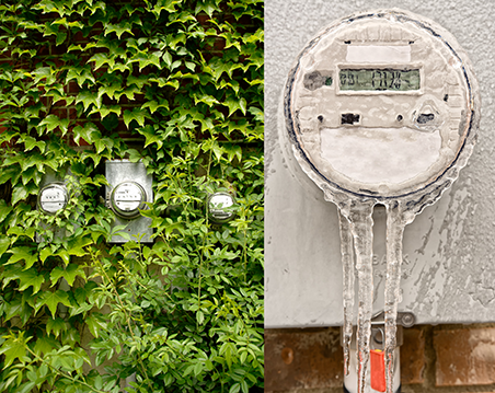 Meters covered in hazards such as vegetation or ice